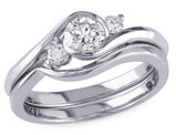 Diamond Engagement Ring and Wedding Band 1/2 Carat (ctw I2-I3, H-I) Set in 10K White Gold